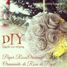 Another Hatchett Job, photo shared on Pinterest, Paper Roses Ornament, DIY Christmas ornaments, recycled ornament